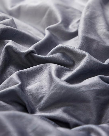 CLOTHKNOW Grey Silver Velvet Queen Comforter Set 3Pcs Fluffy Bedding Comforter Sets Soft Grey Queen Size Comforter Sets with 2 x Pillowcases