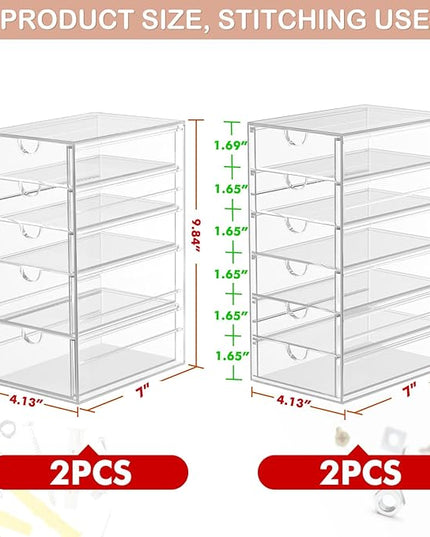 Desk Organizers And Accessories With 22 Drawers, 4 Pack Office Desktop Drawers, Plastic Makeup Organizer Containers Bins With Drawers Desk Organization, Bathroom Organizers Storage Case Box Cube