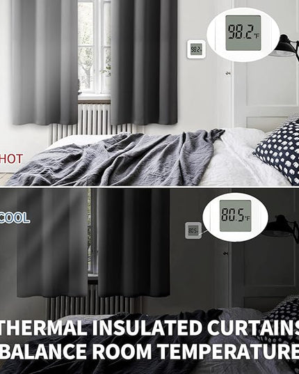 BGment Blackout Curtains - Grommet Thermal Insulated Room Darkening Bedroom and Living Room Curtain, Set of 2 Panels (52 x 63 Inch, Dark Grey)
