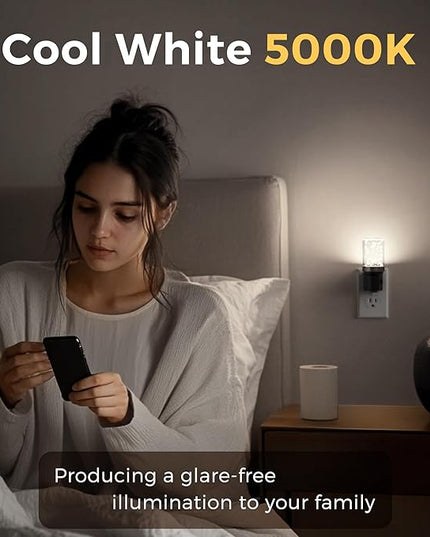 L LOHAS LED Night Light, 2 Pack Dimmable Night Lights Plug into Wall, Automatic Night Lights Plug in with Auto Light Sensor, Adjustable Brightness 5000K LED Night Light, for Bedroom Hallway Home