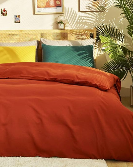 CLOTHKNOW California King Rust Comforter Set 3Pcs Burnt Orange Bedding Comforter Sets Terracotta Comforter Caramel Comforter Set California King