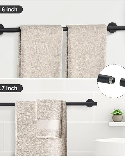 TURS Matte Black 8 Pieces Bathroom Hardware Set, SUS304 Stainless Steel 24 Inch and 20 Inch Bath Towel Bar Set, Round Bathroom Accessories Kit Wall Mounted Towel Holder