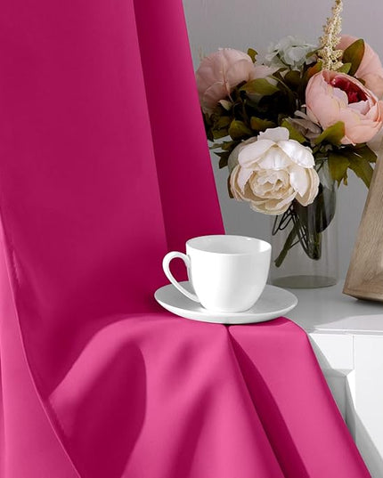 HOMEIDEAS Raspberry Blackout Curtains, Hot Pink Curtains for Bedroom 52 X 96 Inch Length 2 Panels Set Room Darkening Bedroom Curtains, Soundproof Thermal Grommet Window Curtains for Living Room