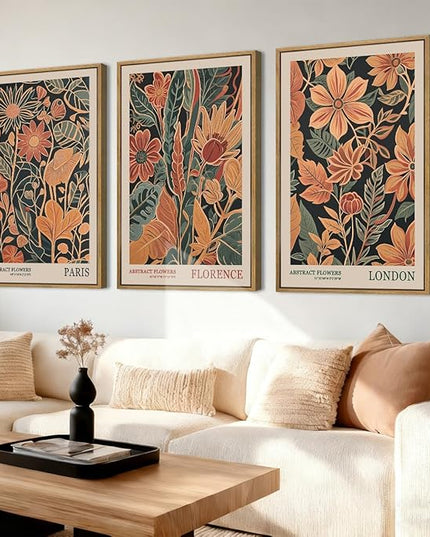 ANHUIB Floral Wall Art 16x24 Inch Large Vintage Botanical Wall Decor Retro Floral Blossom Paintings Modern Plant Art Prints Set of 3 for Living Room Bedroom Office