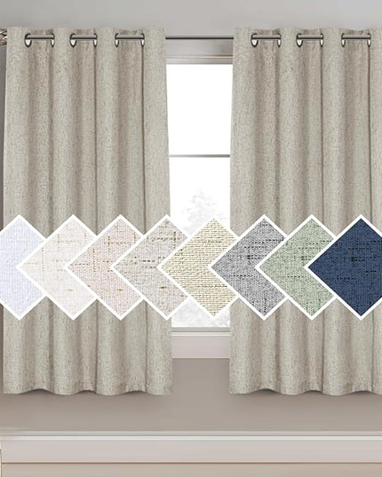 H.VERSAILTEX 100% Blackout Curtain for Bedroom 63 Inches Long Grommet Linen Face Full Light Blocking Curtain Drape for Living Room Thermal Insulated Linen Look Curtain 1 Panel, 52" W x 63" L, Stone