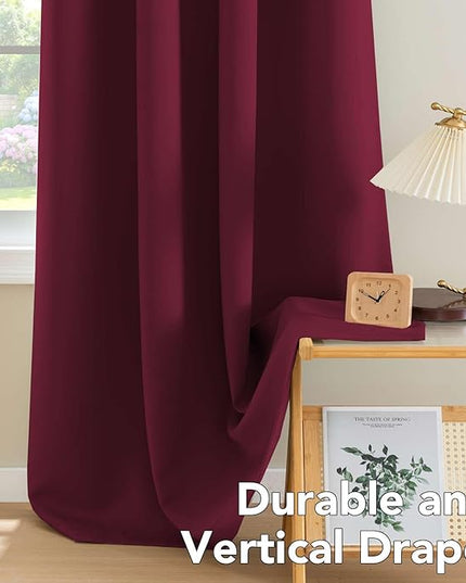 H.VERSAILTEX Christmas Curtains for Bedroom Thermal Insulated Room Darkening Living Room Curtains 84 Inch Long Grommet Privacy Protection Window Curtain Panels/Drapes for Nursery, 2 Panels, Burgundy