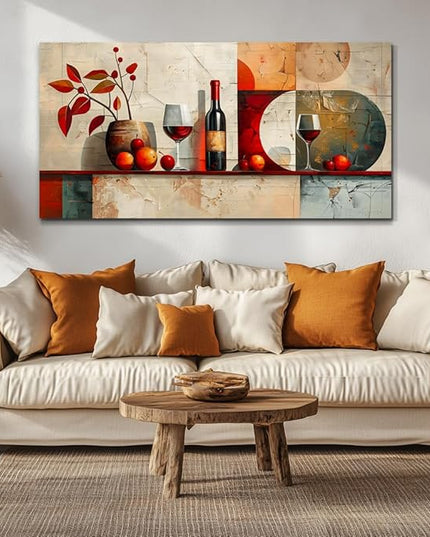ERQINHUA Wall Art For Kitchen Wall Decor For Living Room Dining Room Decorations Wine Glass Mural Still Life Abstract Pictures Artwork bar Posters Home Decor Wall Painting Ready To Hang 20"x40"