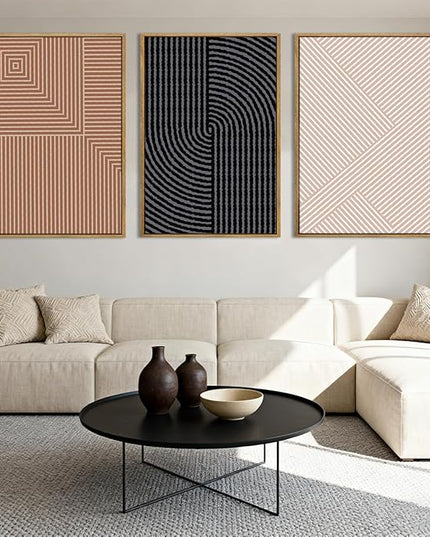 ANHUIB Boho Wall Art Large Neutral Wall Decor Abstract Line Painting for Living Room Bedroom Office 16x24 Inch Set of 3