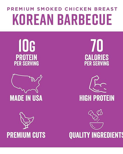 Chef’s Cut Real Chicken Jerky | High Protein Meat Snack with 10 g Protein & 70 Calories, Gluten Free, Keto-Friendly, Premium Lean Smoked Chicken Breast | Korean Barbecue | 2.5 oz (Pack of 4)
