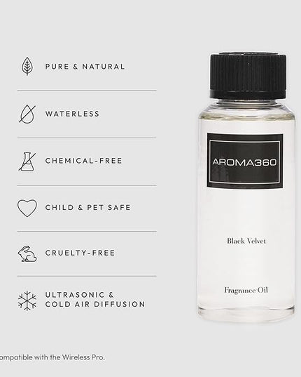 Aroma360 - Black Velvet Oil Blend - Aromatherapy Essential Fragrance Oil - Sandalwood, Warm Virginia Cedar & Beautiful Iris - 120ML 4.1 Fl oz