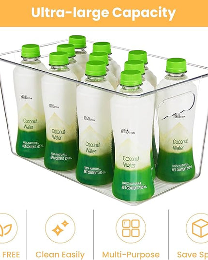 YIHONG Clear Plastic Storage Bins, 8 Pack Pantry Organizer Bins with Handle for Kitchen, Freezer,Cabinet,Closet Organization and Storage(XL)