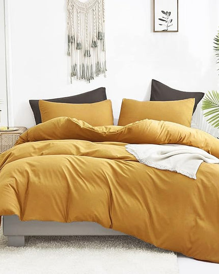 Luxlovery Mustard Yellow Comforter Set King Bedding Comforter Sets Men Women Solid Color Ginger Yellow Blanket Quilts Beathable Soft Cozy Puffy Lightweight Hotel Quailty Bedding Set