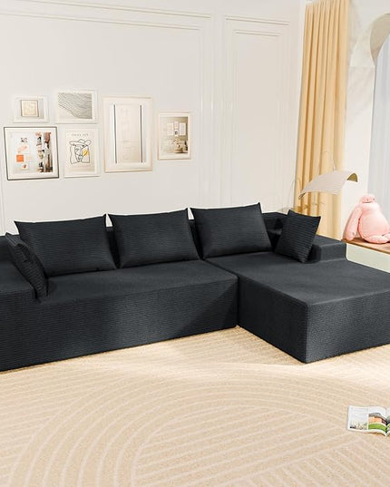 LEVELEVE 107" Cloud Sectional Couch with Deep Seat，Modern Modular Sofa with L-Shape Chaise，No Assembly Required, Upholstered Couches for Living Room Bedroom(Dark Gery,Right Facing Chaise)