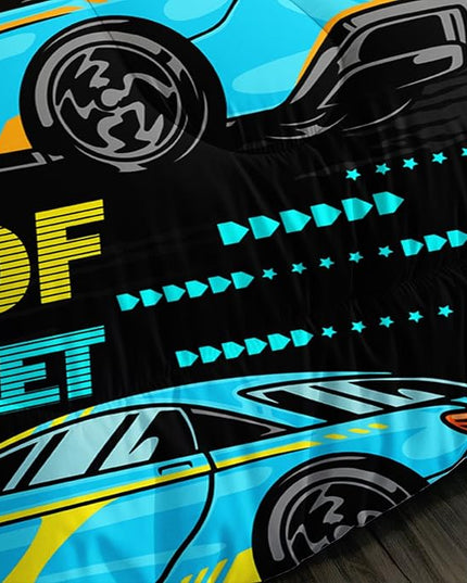 Car Bed for Boys Full Comforter Set,Kids Racing Car Comforter Extreme Sports Bedding Set for Teens Boys Race Car Room Decor,Cool Blue Themed Children's Bedding with 2 Pillowcases.