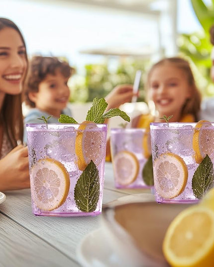 Liacere Plastic Drinking Glasses (Set of 12) 14 oz Purple Plastic Glasses Colors，Kitchen Water Glasses Cup, Bar Tumbler Glassware Set for Beer, Juice, Cocktail, Whiskey, Milk for Valentine’s Day