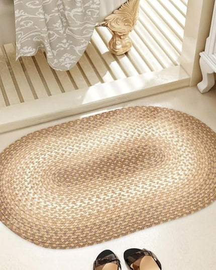 Tranquility TQ52 Natural 3' x 5' Oval - Braided Area Rug, Home Decor, Floor Mat or Bedroom Rug - Easy Care, Ideal for High Traffic Areas in Hallway and Living Room - Made in USA