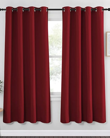 NICETOWN Blackout Curtain Panel Grommet - Home Decorations Thermal Insulated Solid Grommet Top Blackout Living Room Panel/Drape for Gift (Burgundy Red, 1 Panel, 52 x 72-inch)