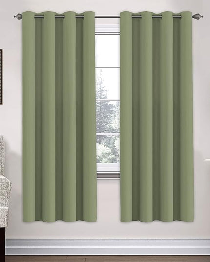 H.VERSAILTEX Ultra Soft Microfiber Thermal Insulated Antique Copper Grommet Blackout Curtains/Window Treatment Draperies 52 by 72 - Inch for Living Room/Bedroom,Set of 2 - Sage