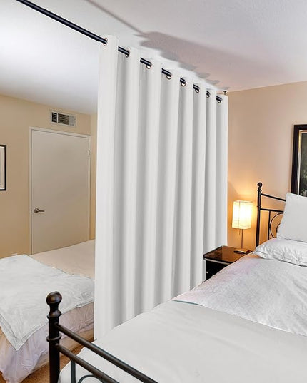 H.VERSAILTEX Room Darkening Linen Curtain for Sliding Door (100" W x 108" L) Extra Wide Burlap Textured Linen Room Divider Curtain for Living Room/Patio (9ft Tall by 8.5ft Wide, Heather Pure White)