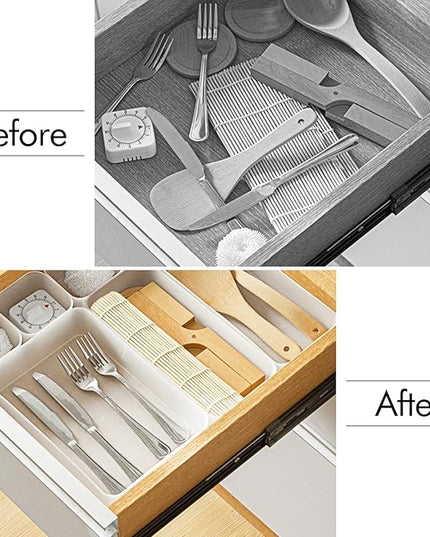 Poeland 15 Pcs Drawer Organizer Tray Storage Box for Bedroom Dresser Bathroom Kitchen, Frosted