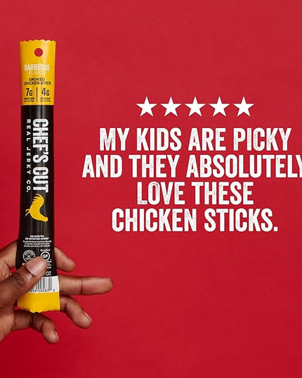 Chef’s Cut Real Chicken Snack Sticks | High Protein Meat Snack Sticks with 8g Protein & 70 Calories, Gluten Free, Keto-Friendly | Barbecue Flavor | 1 oz Stick (12-Count Bag), Individually Wrapped