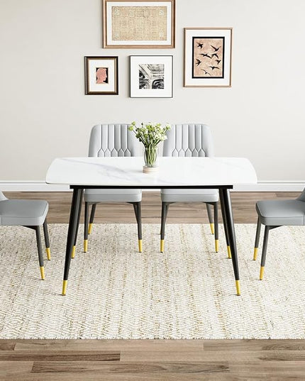 50'' Dining Table Set for 4, Dining Room Sets for 4, Sintered Stone Dining Table Chairs Set of 4, Easy to Assemble，Suitable for Small Spaces