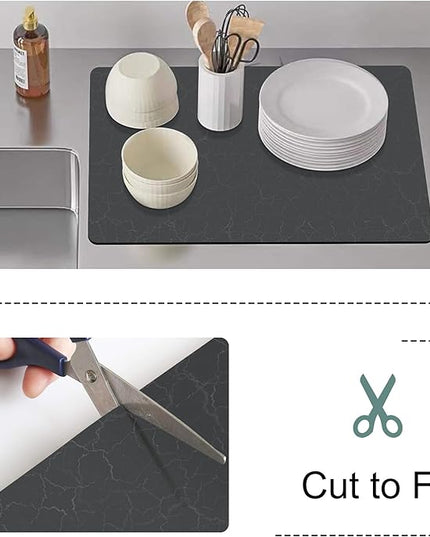 Golener Coffee Bar Accessories - Under Coffee Maker Mat, Cafe Tray Pad, Rubber Mats, Absorbent Pad, Under Appliance Mats, Dish Drying Mat for Kitchen Counter, Dish Drying Pad, 23"x15", Dark Gray