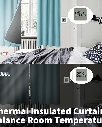 BGment 100% Blackout Curtains for Bedroom 84 Inch Length, Full Room Darkening Curtains for Living Room Rod Pocket with Thermal Insulated Liner, Each Window Curtains 2 Panels, 52 x 84 Inch, Aqua