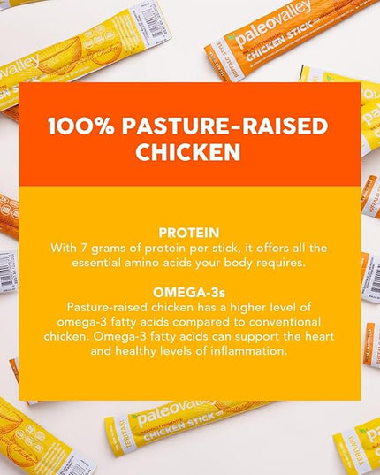 Paleovalley Pasture-Raised Chicken Sticks – 10 Pack – 7g Protein per Stick – Keto-Friendly, Paleo, Gluten-Free, Nitrate-Free – On-the-Go Snack (10 Pack, Teriyaki)