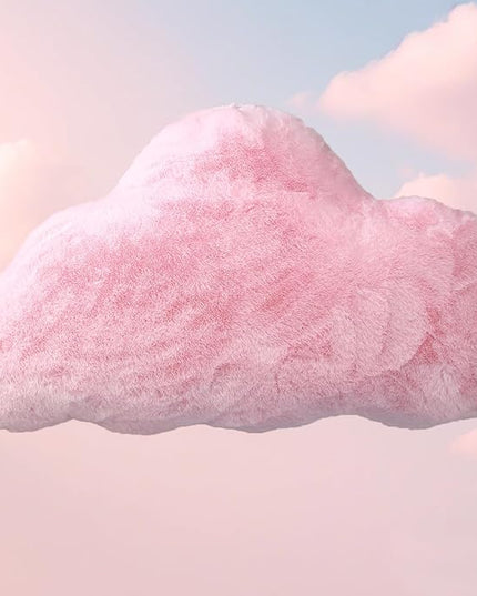 YRXRUS Cloud Pillows, Pink Cloud Shaped Pillow, Decorative Throw Pillow Gifts, Cute Plush Room Decor, Fluffy Faux Rabbit Fur 13"x21" Pillows for Living Bedroom Kids Room