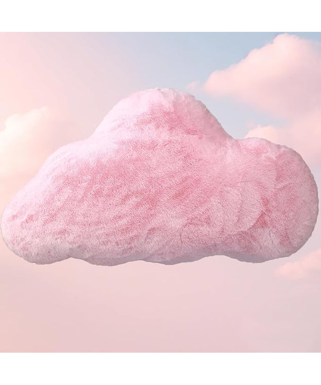 YRXRUS Cloud Pillows, Pink Cloud Shaped Pillow, Decorative Throw Pillow Gifts, Cute Plush Room Decor, Fluffy Faux Rabbit Fur 13"x21" Pillows for Living Bedroom Kids Room