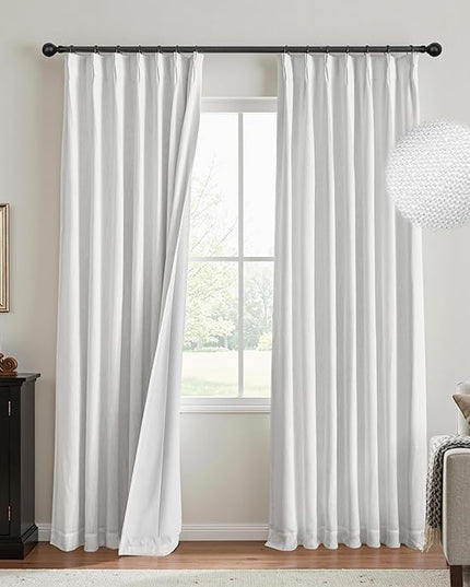 MYSKY HOME White Blackout Curtains 108 inches Long Pinch Pleated Curtains for Living Room Bedroom 100% Room Darkening Black Out Window Drapes with Hooks Back Tab, 40" Wide per Panel, 2 Pieces
