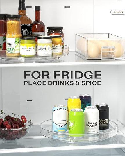 4 Pack Clear Lazy Susan Organizer, 11in Rotating Turntable Organizer, Cabinet Turntable Organizer, Rotating Lazy Susan for Kitchen, Fridge, Bathroom, Vanity Countertop