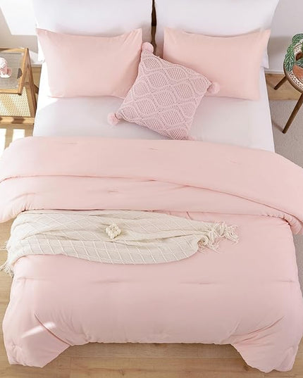 ROSGONIA Oversized Queen Comforter Blush, 3pcs (1 Comforter & 2 Pillowcases) Lightweight Oversized Queen Comforter Sets Bedding Blanket Quilts