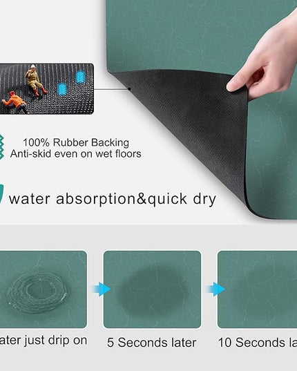 Coffee Dish Drying Mat,Coffee Bar Machine Decor Accessories,coffee maker mat for countertops,Absorbent Pad,Washable kitchen counter mat,Reversible Microfiber Fitted countertop cushions(bean green)