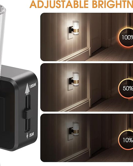 Night Lights Plug into Wall, Home Decor, Decorative Night Light with Dusk to Dawn Light Sensor, Daylight White 5000K, 0-100LM Adjustable Brightness, Unique Design for Use in Bedroom, Hallways, 2 Pack