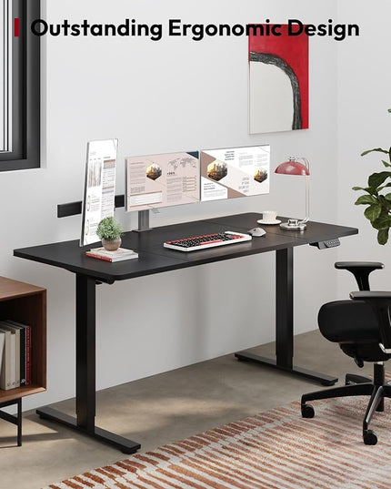 SANODESK Standing Desk Height Adjustable Electric Stand up Desk 79x32 Inches Sit Stand Home Office Desk with Splice Board, Black Frame/Black Top