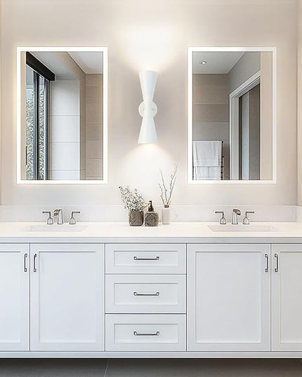 Modern Indoor Wall Sconce Up and Down White Wall Sconce Mid Century Indoor Wall Light Fixture Hardwired Wall Mounted Lamp for Living Room Bathroom Bedroom Hallway 15 Inch