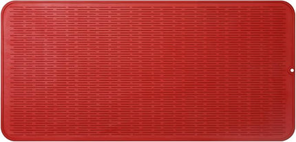 Silicone Dish Drying Mat for Multiple Usage,Easy clean,Eco-friendly,Heat-resistant Silicone Mat for Kitchen Counter or Sink,Refrigerator or Drawer Liner Red 5XL 36inches x 18inches