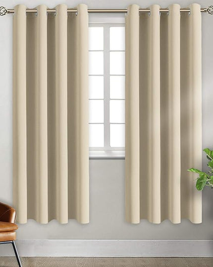 BGment Room Darkening Curtains for Bedroom - Grommet Thermal Insulated Window Treatments Light Blocking Curtains for Living Room, Set of 2 Panels, Each 46 x 72 Inch, Beige