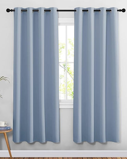 NICETOWN Vintage Blue Doorway Curtains 78 inches Long for Bedroom, Grommet Window Treatment Thermal Insulated Privacy Blackout Curtains & Drapes for Living Room, Set of 2, W52 x L78