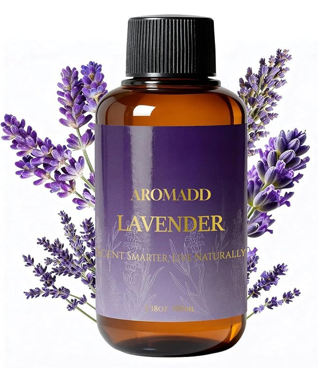 Aromadd Lavender Diffuser Oil Inspired by Luxury Hotel Scent, Essential Oils for Waterless Diffuser, Pure Soothing Lavender Aroma, Long-Lasting & Natural Home Fragrance - 3.38 fl oz (100 mL)