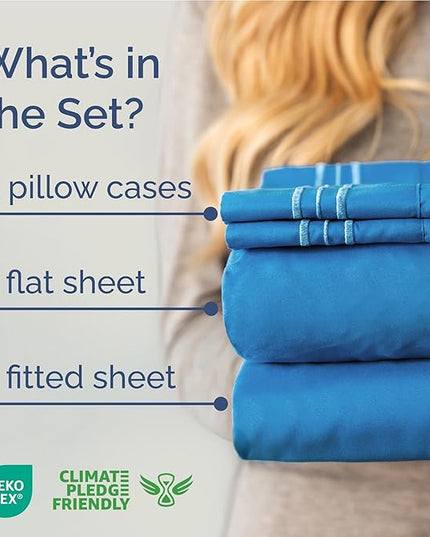 Full Size 4 Piece Sheet Set - Comfy Breathable & Cooling Bed Sheets Set - Hotel Luxury Bedding for Women, Men, Kids, Teens, Boys & Girls - Deep Pockets, Soft and Wrinkle Free - Oeko-Tex - Royal Blue
