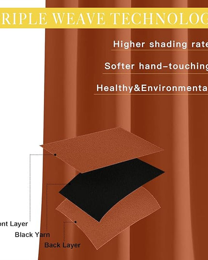 NICETOWN Blackout Burnt Orange Curtain for Bedroom 63 inch Length - Grommet Top Room Darkening Sound Reduction Privacy Thermal Drape for Nursery/Living Room, W52 x L63, 1 Panel