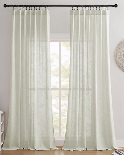 Joydeco Linen Curtains 72 Inch Length 2 Panel Sets,Light Filtering Curtains for Bedroom 52 Inch Wide Living Room Drapes with Back Tabs & Rod Pockets (W52 x L72 Inch, Oatmeal)