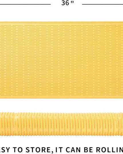 Silicone Dish Drying Mat for Multiple Usage,Easy clean,Eco-friendly,Heat-resistant Silicone Mat for Kitchen Counter or Sink,Refrigerator or Drawer Liner Yellow 5XL 36inches x 18inches