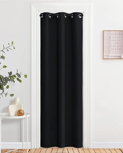 NICETOWN Living Room Curtains 84 inch Length 2 Panels Set - Blackout Thermal Insulated Window Treatment Solid Grommet Room Darkening for Bedroom/Home Office (Black, W37 x L84)