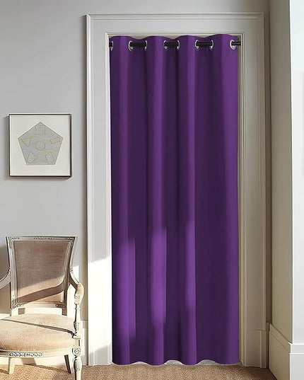 NICETOWN Door Curtain for Closet Doors 80 Inches Long 1 Panel, Blackout Doorway Curtain for Open Closet Bedroom, Room Divider Living Room for Privacy (Royal Purple, 1 Panel, 46W x 80L)