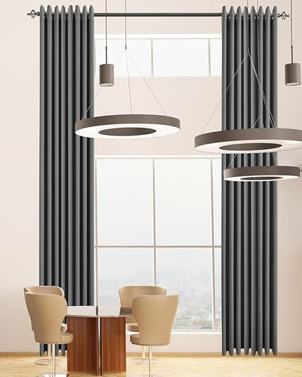 Blackout Curtains for High Ceiling, Extra Long Tall Curtains 18ft Length Solid Grommet Window Drapes for 2 Story High Living Room Loft, Set of 1 Curtain Panel 108 W x 215 L Inches Dark Gray