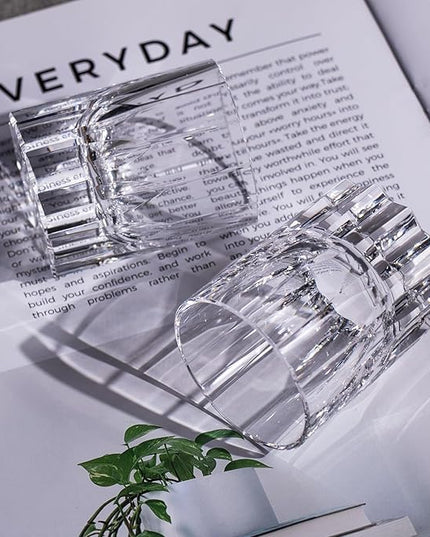 KAMMAK Crystal Whiskey Glasses Set of 2, Handcrafted 7.1oz Old Fashioned Glasses Stemless, Luxury Hand Blown Cocktail Glasses, Scotch Cup for Women, Men Gift for Bourbon Barware, Home Bar